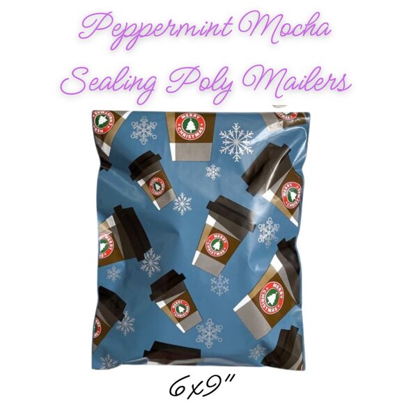 Peppermint Mocha Design Poly Mailers Qty 20 Size 6x9 - Picture 3 of 3